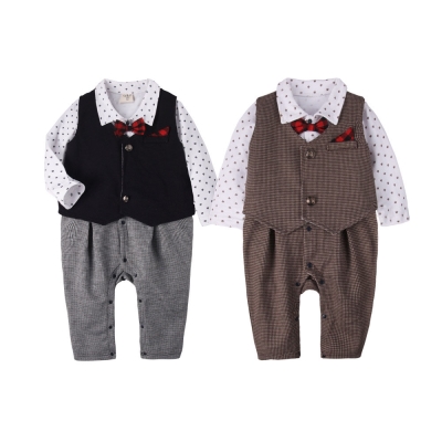 baby童衣 男寶寶連身衣 長袖紳士造型 蝴蝶結套裝 50809