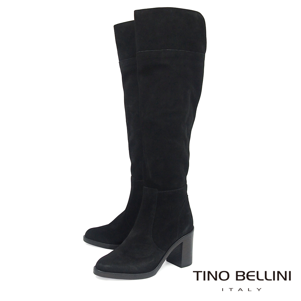 Tino Bellini 義大利進口麂皮高跟及膝長靴_ 黑
