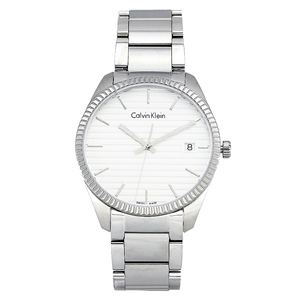 CK Calvin Klein 雅痞風格男性手錶-銀白色面/40mm