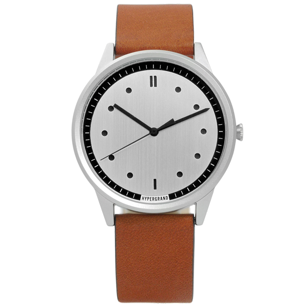 HyperGrand Classic Honey工業風真皮手錶-銀x咖啡/40mm