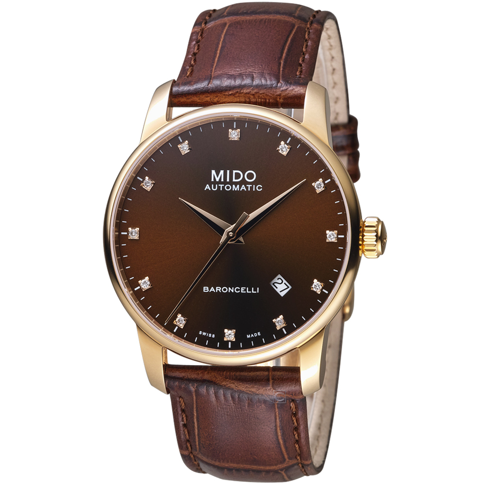 MIDO 美度 官方授權 BARONCELLI II耀眼時光腕錶-38mm/棕色M86003648