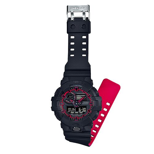 G-SHOCK街頭創新螢光元素設計休閒錶(GA-700SE-1A4)紅線圈53.4mm