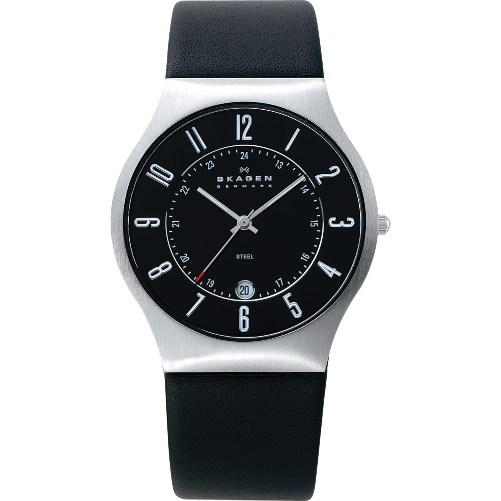 SKAGEN 經典系列 超薄24小時顯示腕錶-黑/38mm