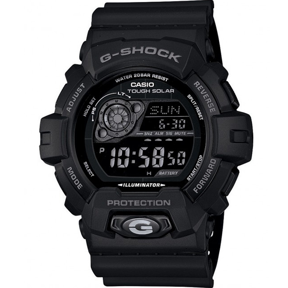 G-SHOCK 酷炫多層次超亮眼LED休閒錶-黑/55.1mm