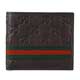 GUCCI Guccissima 牛皮壓紋綠紅綠織帶對折短夾(咖啡) product thumbnail 1