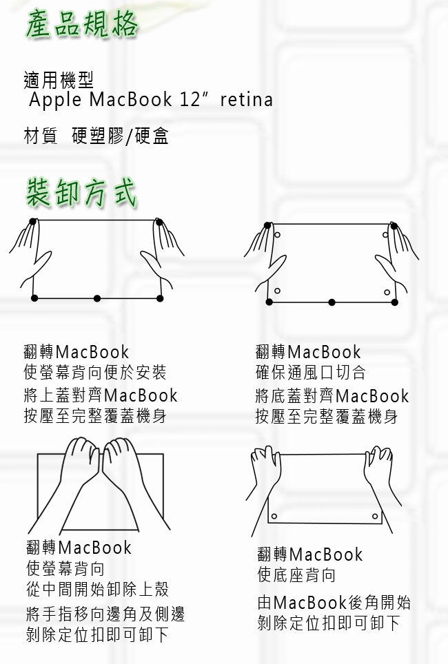 APPLE Macbook Air 12 吋 Retina 專用水晶亮面保護殼