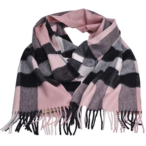 BURBERRY 經典大方格紋喀什米爾羊毛披肩/圍巾(玫瑰粉紅色/大200x36)