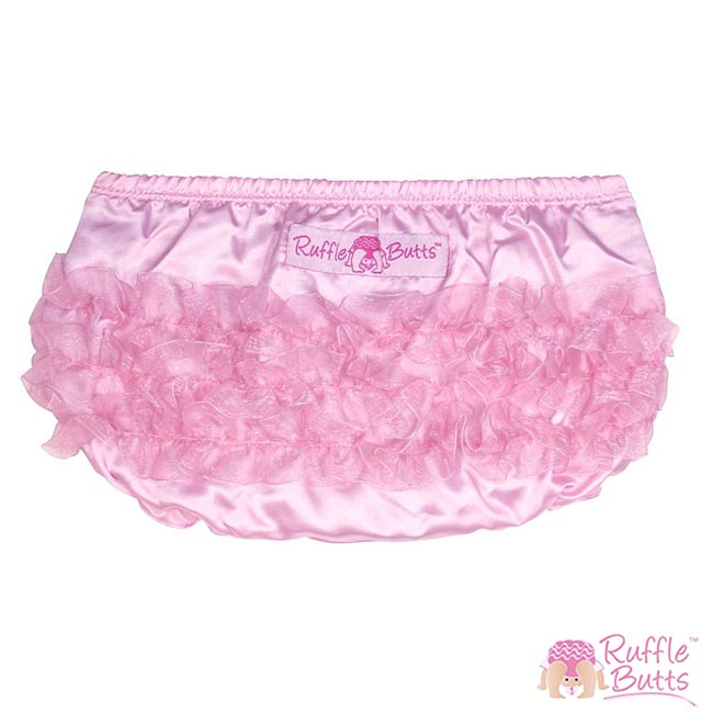 RuffleButts 小女童甜美雪紡紗荷葉邊包屁褲-粉紅色款