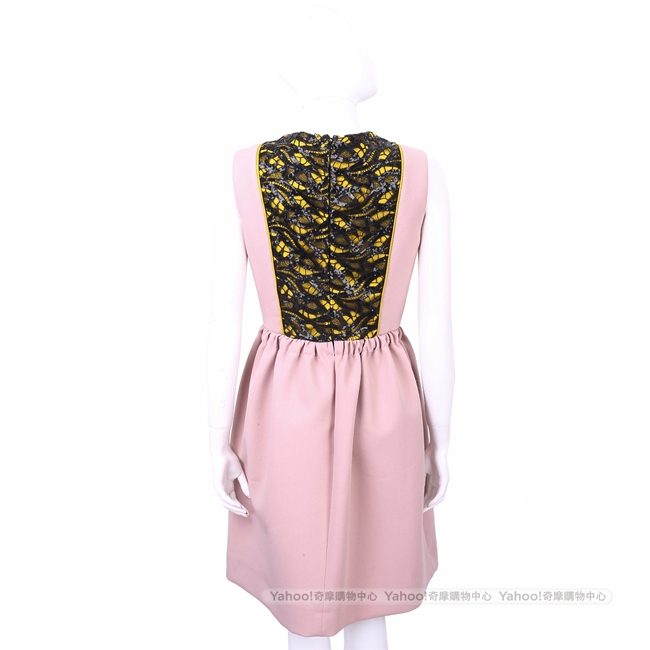 SI-JAY 蕾絲織花細節玫瑰粉小澎裙洋裝