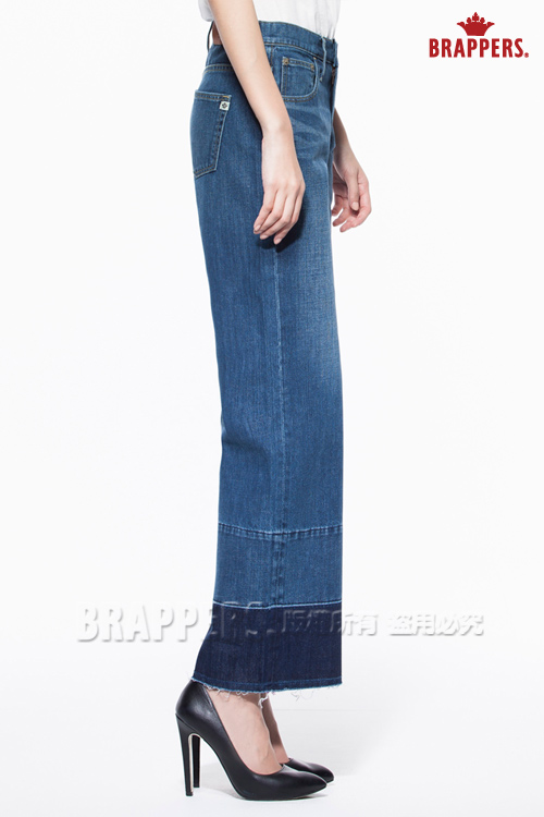 BRAPPERS 女款 Boy Friend Jeans系列-女用中高腰寬直筒褲-藍