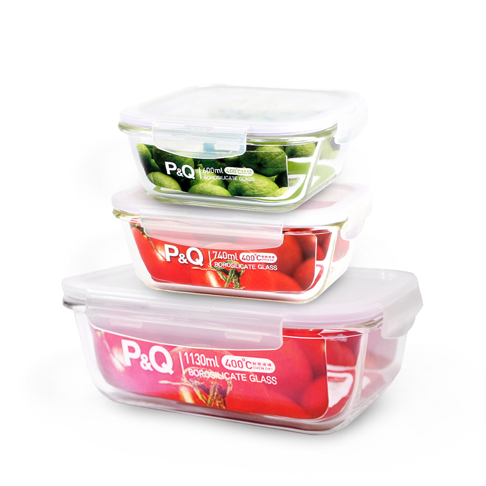 樂扣樂扣 P&Q享食巧收耐熱玻璃保鮮盒3件組(8H)