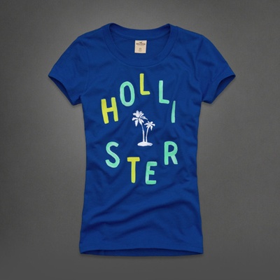 【HOLLISTER Co.】女裝 現貨 馬卡龍水彩字母短T恤(寶藍)