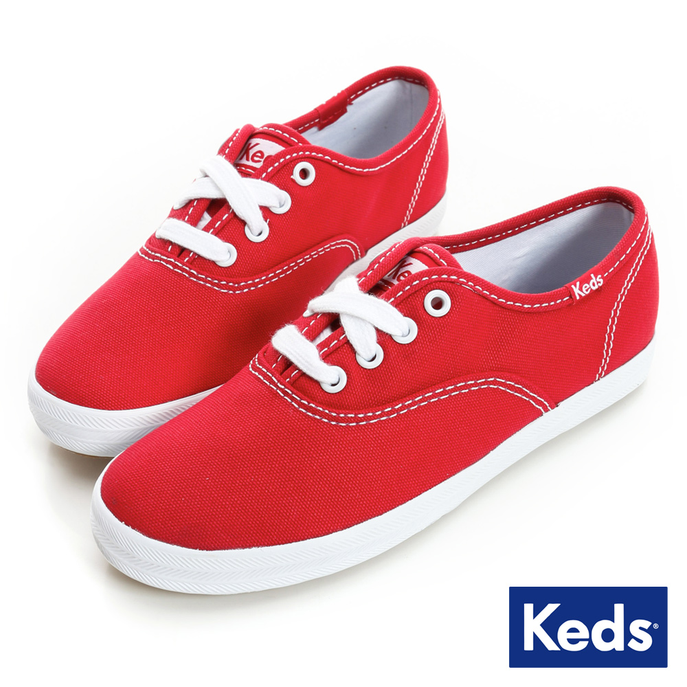 Keds 品牌經典綁帶休閒鞋（For Kids）-紅