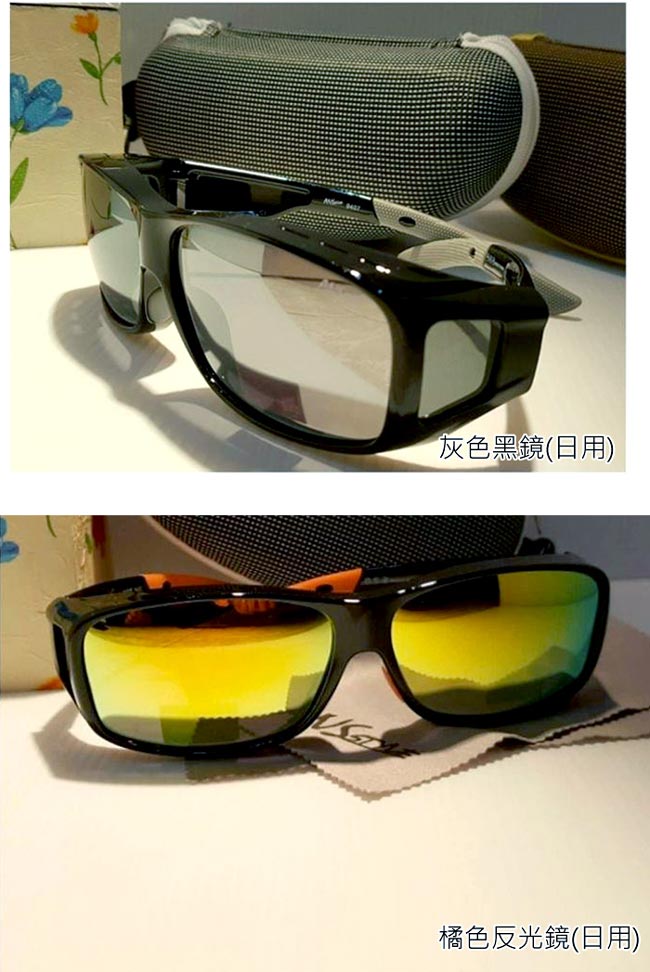 寶麗萊鏡面防風全包式UV400太陽套鏡(款式任選)