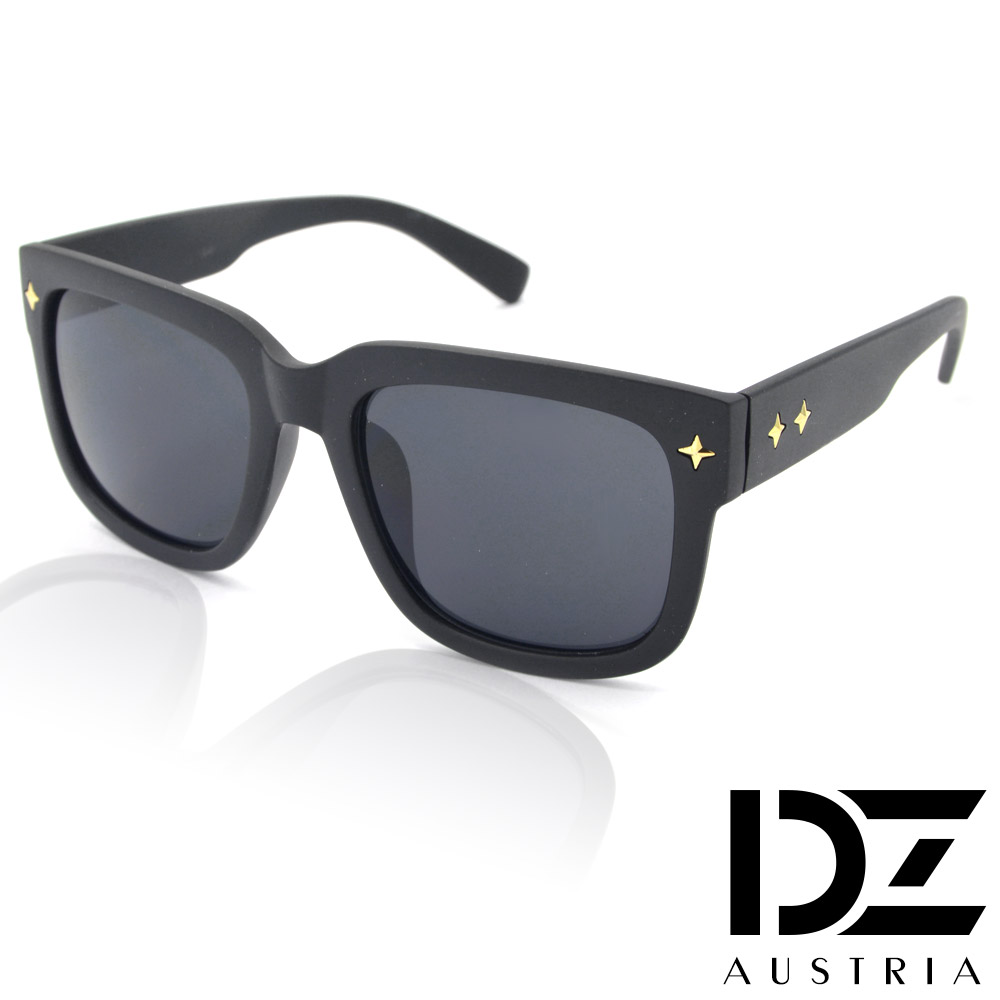 DZ 十字閃光釘 抗UV太陽眼鏡造型墨鏡(霧黑框灰片)