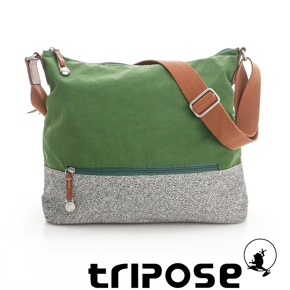 tripose 漫遊系列岩紋輕巧側肩背包 草地綠