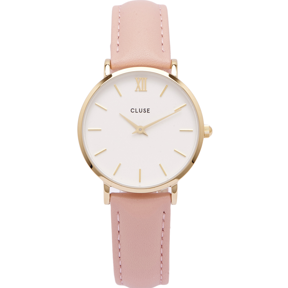 CLUSE 時尚潮流款皮革手錶(CL30020)-白面X金色框/33mm
