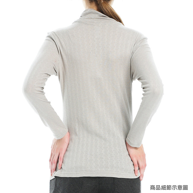 Gennies專櫃-高領簍空紋素色上衣(C3A68)淺卡/深灰二色可選