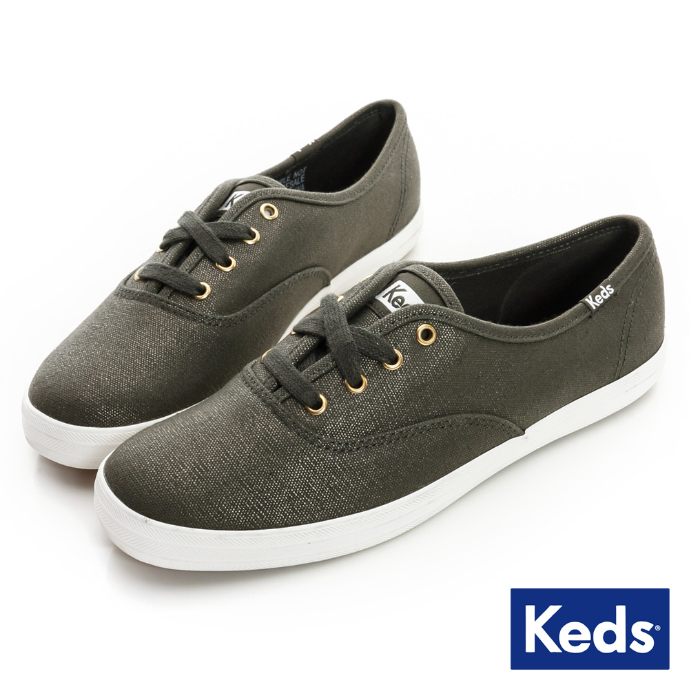 Keds 金屬光感綁帶休閒鞋-森林綠