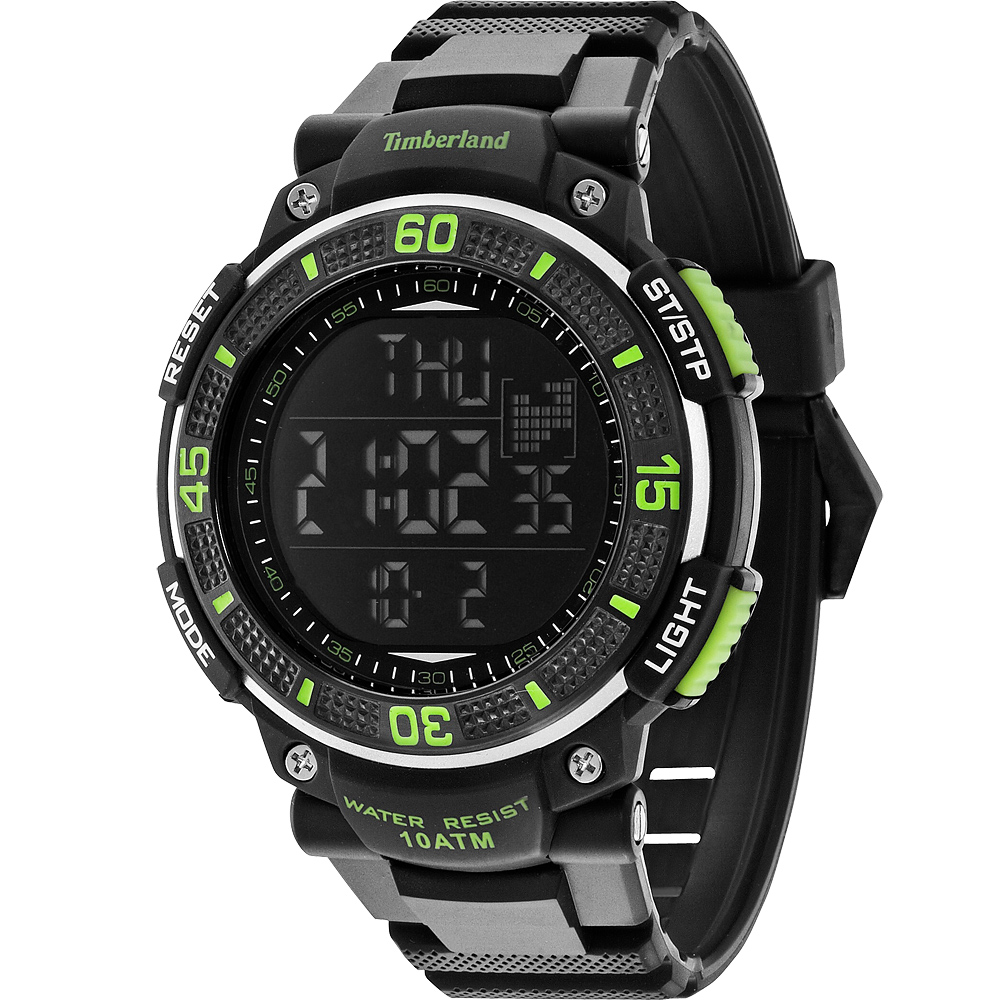 Timberland CADION 系列多功能數位腕錶-黑x綠/50mm