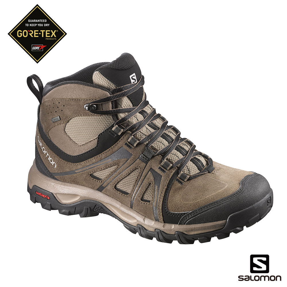 SALOMON 男 EVASION Gore-Tex 中筒登山鞋 棕