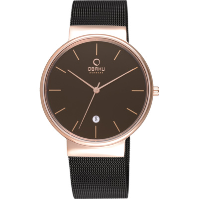 OBAKU 純粹經典三針日期時尚米蘭腕錶-咖啡/40mm