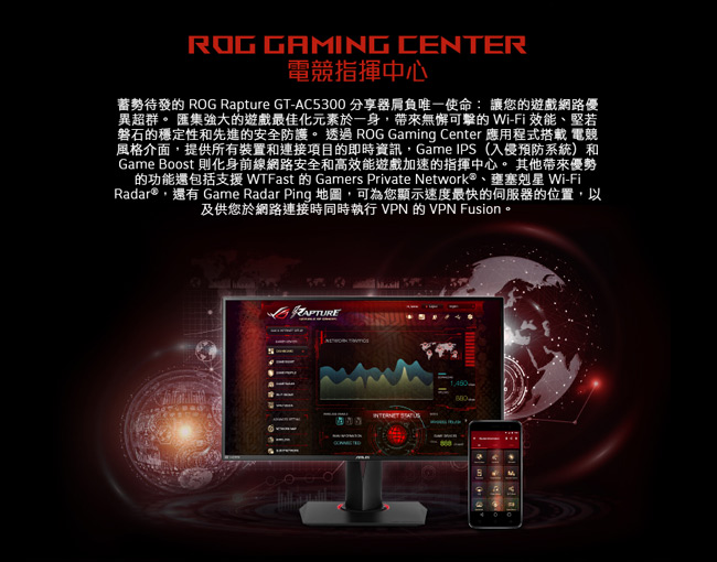 [無卡分期12期] ASUS ROG旗艦三頻天王! GT-AC5300三頻電競無線路由器