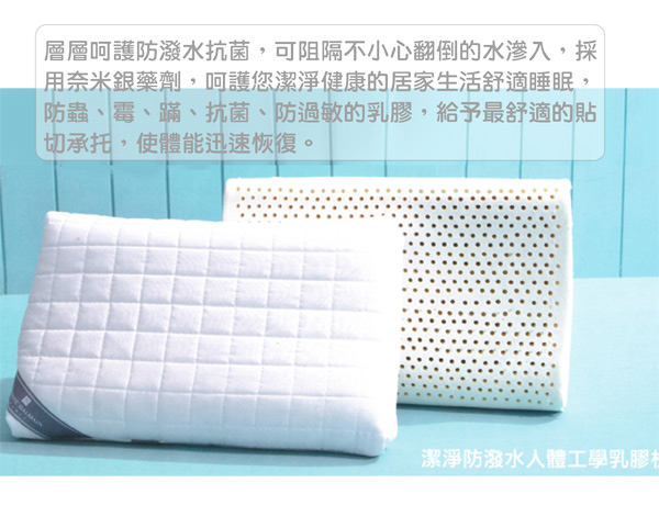 皮爾帕門防潑水天然乳膠枕(單入)