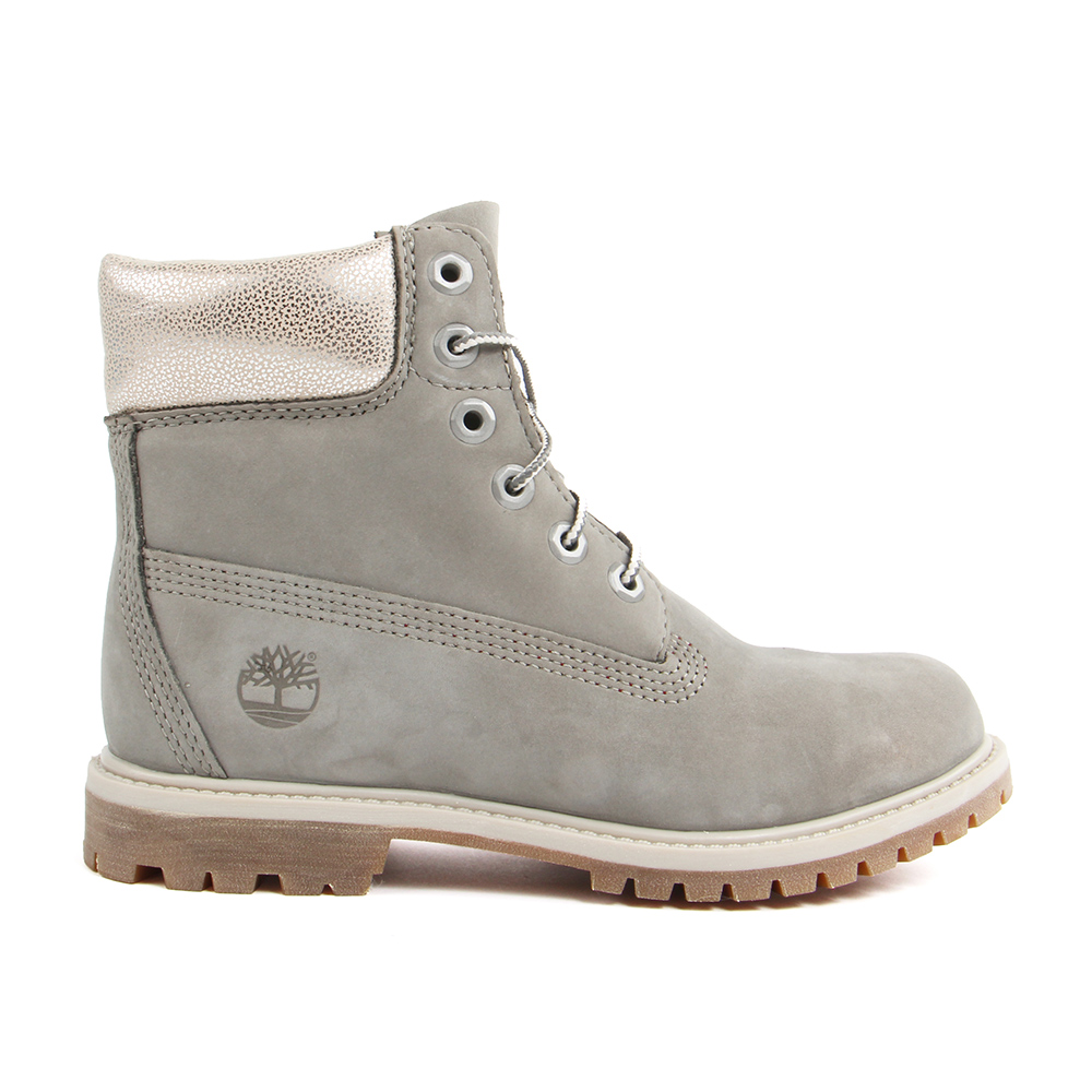 Timberland 女款灰色絨面厚領綁帶防水6吋靴