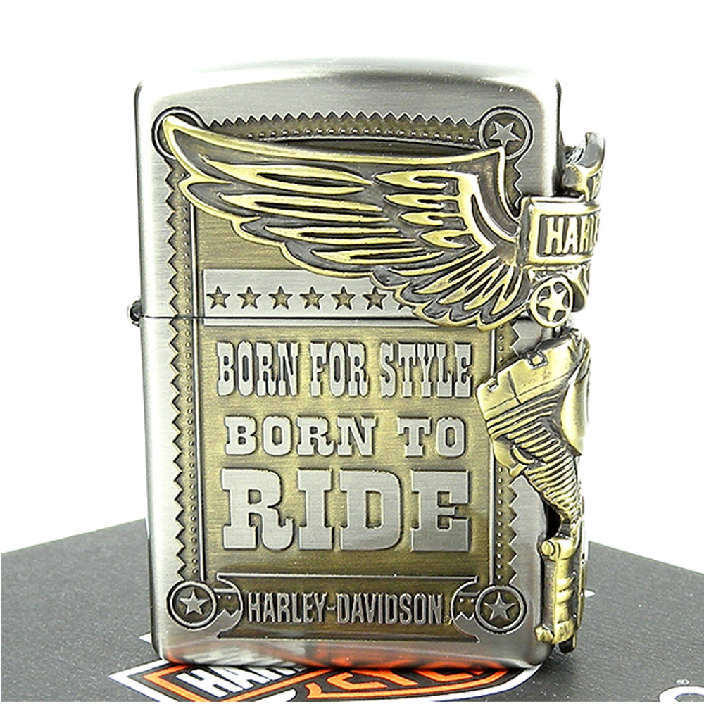 【ZIPPO】日系~Harley-Davidson-哈雷-仿舊鍍黃銅加工打火機