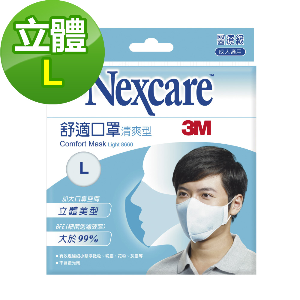 3M Nexcare 舒適口罩 輕爽型 拋棄式 5片包(L)