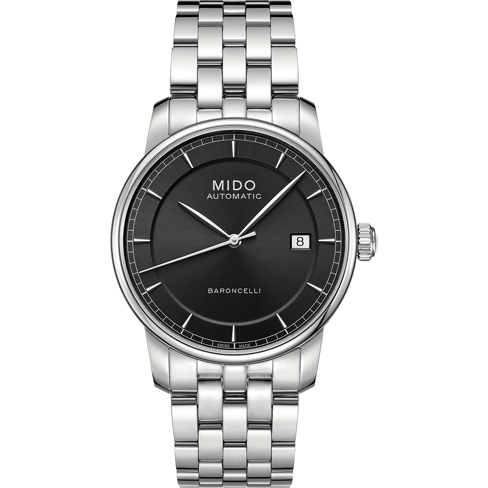 MIDO 美度 官方授權 Baroncelli II 爵士時尚機械腕錶-黑/銀/38mm M86004131