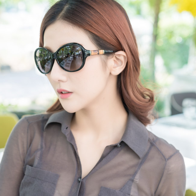 GUCCI-李冰冰-變形金剛-竹節太陽眼鏡(圓框/黑色)