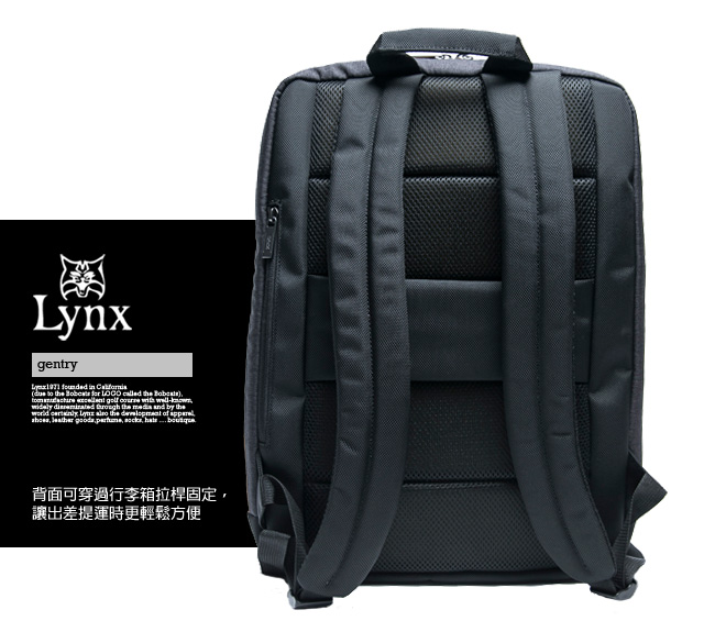 Lynx - 山貓質男防撥水休閒筆電後背包-黑
