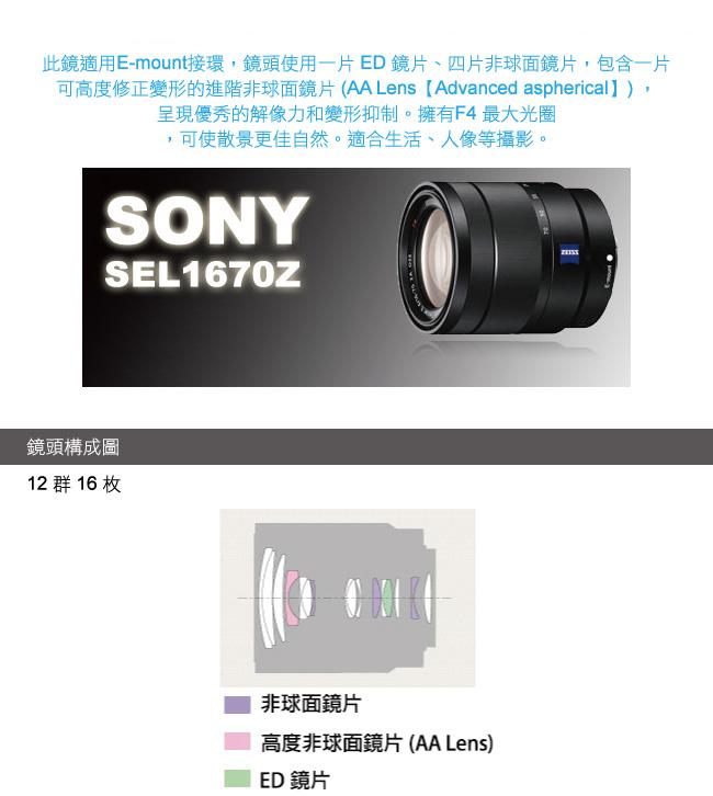 SONY E 16-70mm F4 ZA OSS(SEL1670Z) 變焦鏡頭(平行輸入)