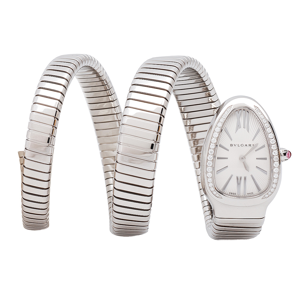 BVLGARI Serpenti 系列蛇與Tubogas雙環手鐲腕錶-銀/20mm
