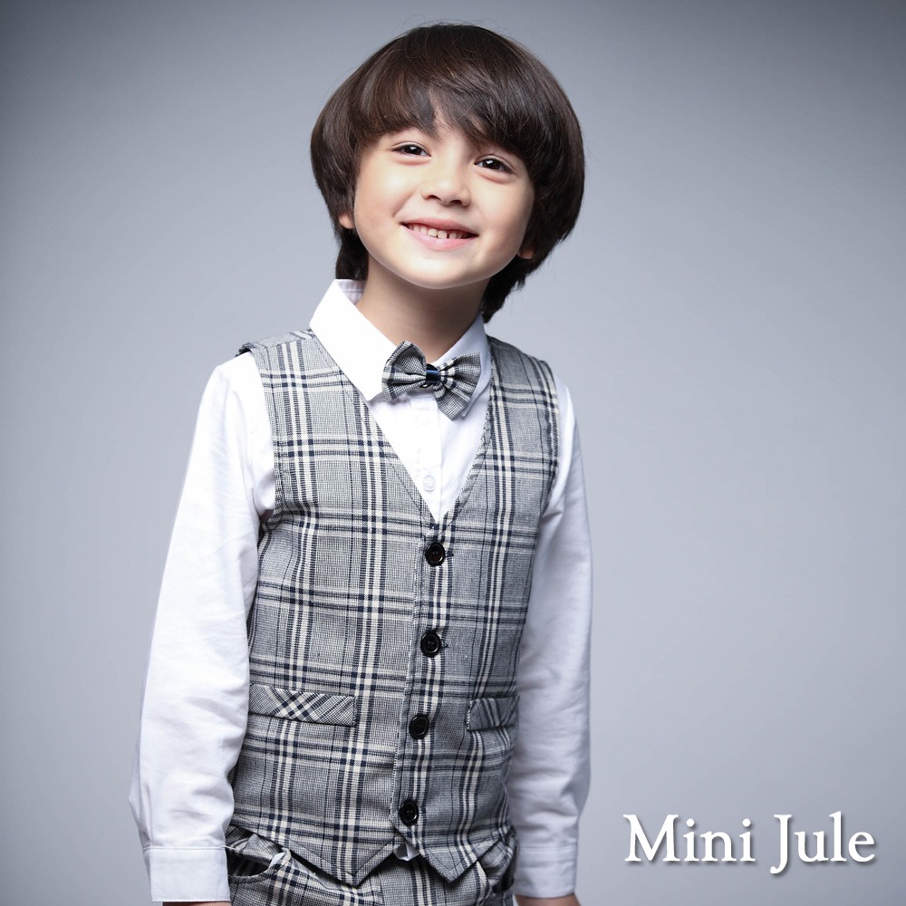 Mini Jule 童裝-背心 黑白格紋背心(格紋灰)