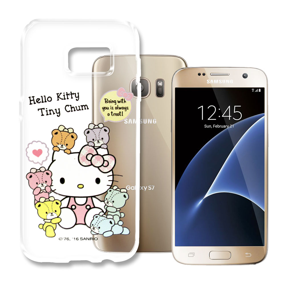 Hello Kitty 三星 Galaxy S7 5.1吋 浮雕彩繪透明軟殼(熊好朋友)