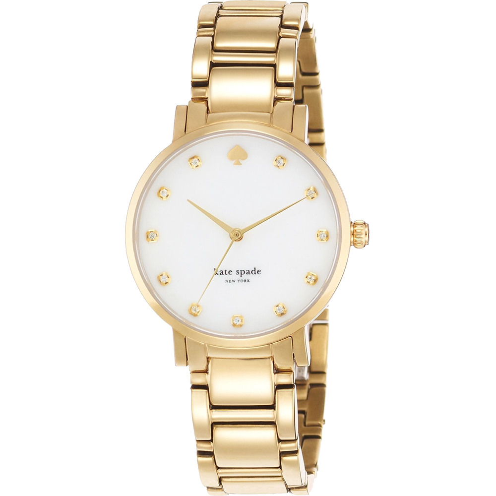 Kate Spade Gramercy 紐約甜心晶鑽腕錶-珍珠貝x金/34mm