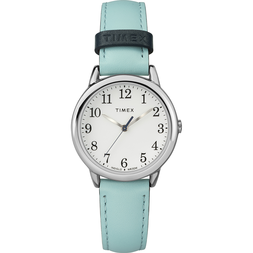 TIMEX Easy Reader系列 玩味個性跳色手錶 白x天藍/30mm