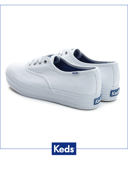 Keds 品牌經典厚底綁帶休閒鞋-白色