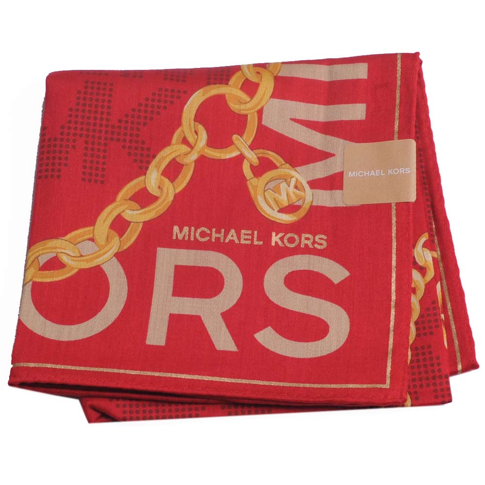 MICHAEL KORS 品牌字母LOGO手鍊圖騰帕領巾(紅)