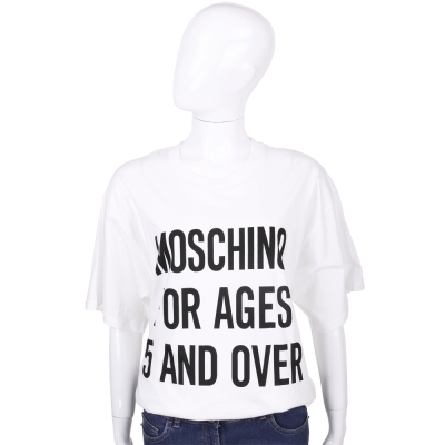 MOSCHINO 白色字母圖印五分袖上衣