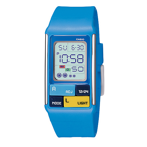 CASIO 太空漫步幾何方塊數字錶(LDF-50-2A)-藍/23.6mm