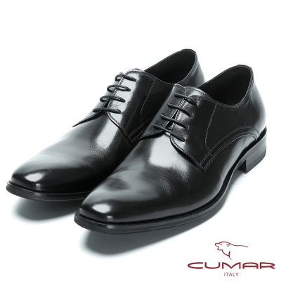 CUMAR歐風品味 時尚綁帶牛皮皮鞋-黑色