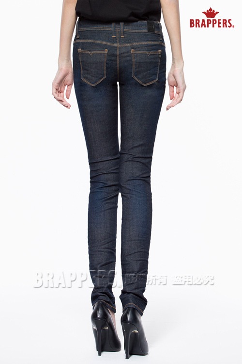 BRAPPERS 女款 新美腳Royal系列-中低腰彈性窄管褲-深藍