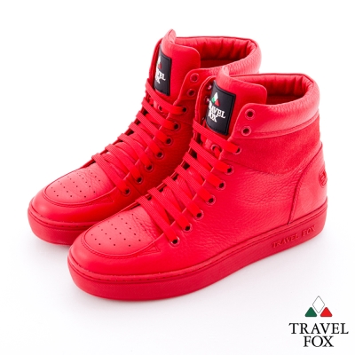 Travel Fox(女) CLASS 900 雙料側環牛皮高筒休閒鞋 - 全紅