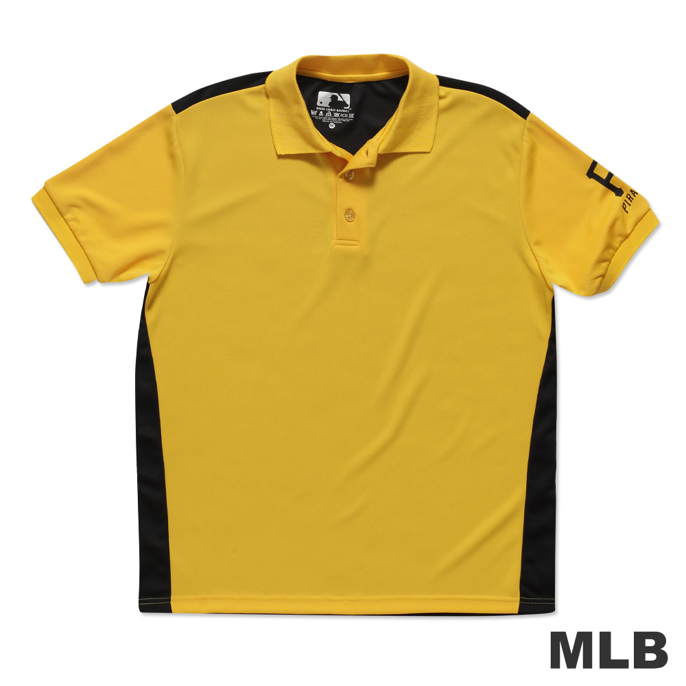 MLB-匹茲堡海盜隊修身撞色快排POLO衫-黃(男)