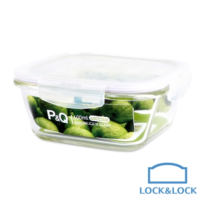 樂扣樂扣 P&Q系列耐熱玻璃保鮮盒/正方形600ML