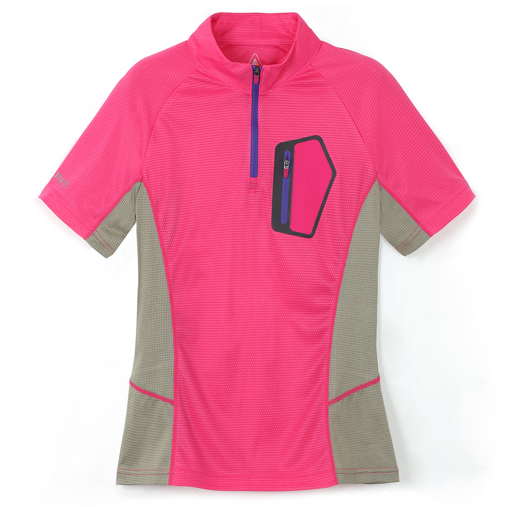 【ATUNAS 歐都納】女款吸濕排汗抗UV短袖立領T恤 A1-T1512W 玫紅
